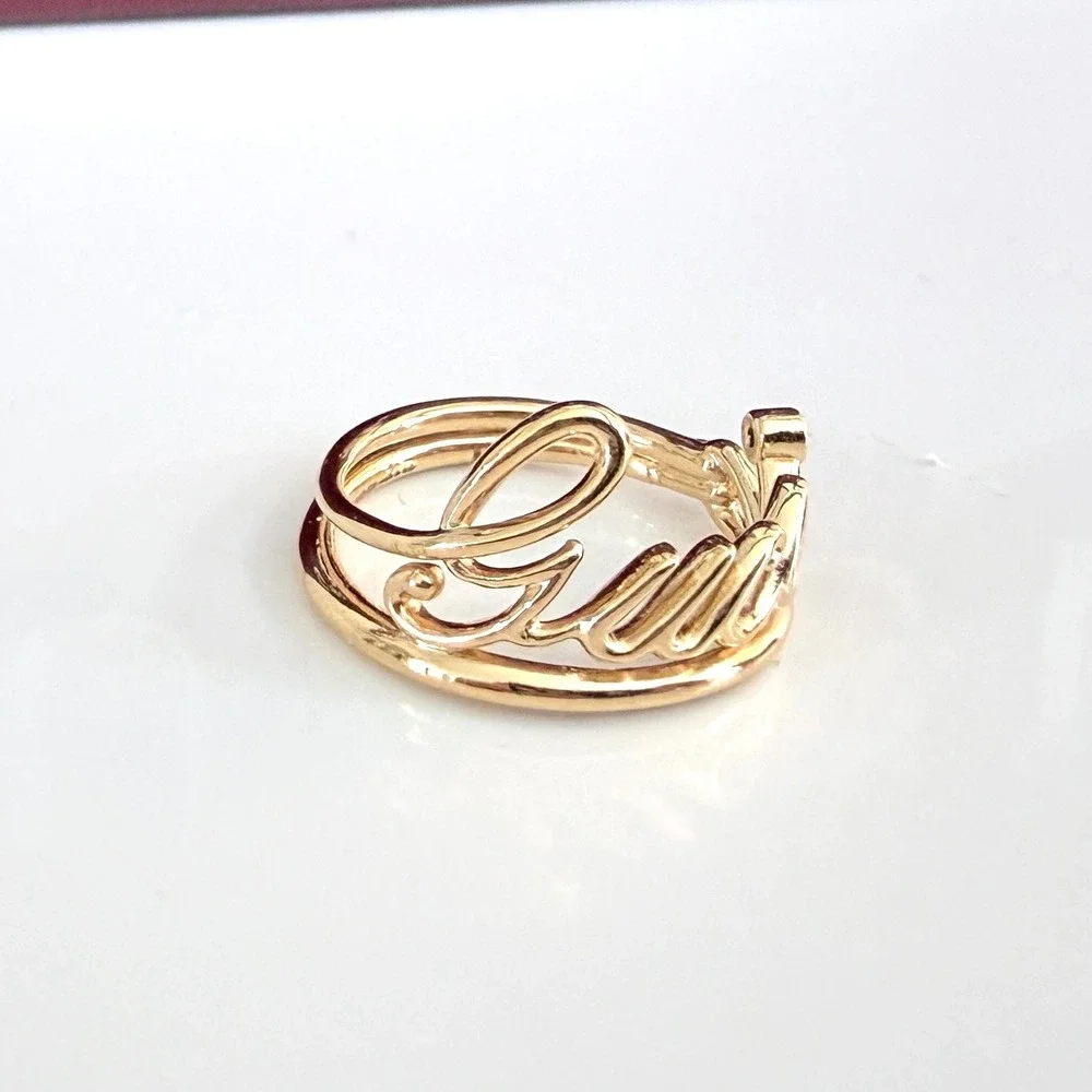 Gucci Gold-toned Script Logo Ring Multi Band 814360